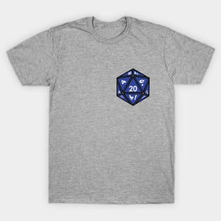 (Pocket) Blue D20 dice (White Outline) T-Shirt